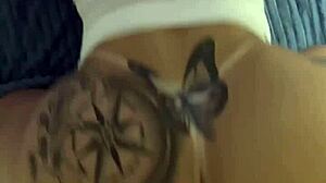 Tattooed Girl Flashes Small Tits, Gets Muff Diving And Cum On Monster Cock