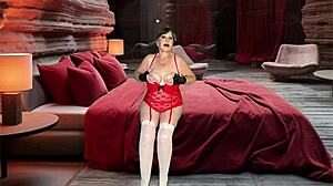 Granny in Red Deep Throats Cock Like a Pro