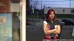 Casual teen 18+ quickie sex with redhead Margo in nylons