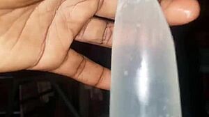 Ice penis preps for pussy pounding