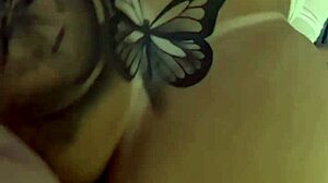 Tattooed Girl Flashes Small Tits, Gets Muff Diving And Cum On Monster Cock