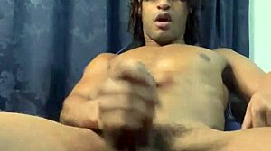Watch This Brazilian Amateur Stroke His Massive Black Monster Cock Solo!