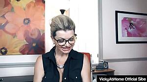 blonde vicky vette masturbates at office