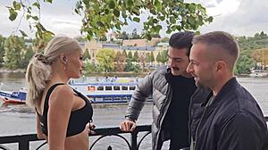 Busty milf Laura Crystal swallows cum after anal