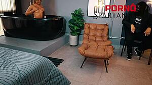 Young Tanned Beauty With Pierced Nipples Takes Anal Doggystyle Assfucking