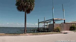 Hot Redhead in Swimsuit Groping and Undressing Outdoors