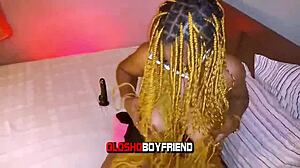 oloshoboyfriend's first time doggystyle with seductress using dildo.