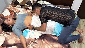 Is the married woman cheating with her boyfriend in the hotel room?