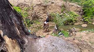 Amateur BBW Couple Worships Ass and Fucks in Forest Nature