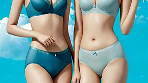 Sweet asians in lingerie with panties and feet