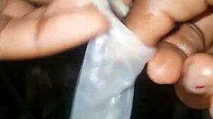 Ice penis preps for pussy pounding