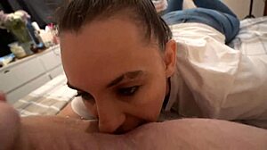 Milf Gives POV Rimjob and Blowjob, Swallows Cum