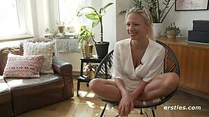 Gabi's big tits get fingered and vibrated close up