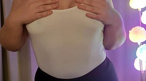 sexy amateur milf displays natural tits in curvy fetish homemade spitting scene