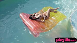 Big Tits Curvy Milf Strips Nude In Pool