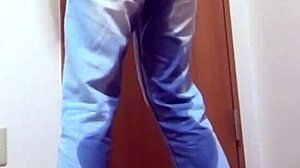 Girl Pees In Jeans Due To Occupied Bathroom