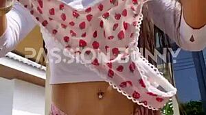 Beautiful Babe Chooses Panties Outdoors.