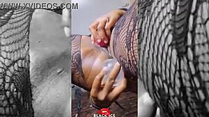 bbw ebony feels pleasure twerking and playing with anal plug and rose toy before bbc hardcore