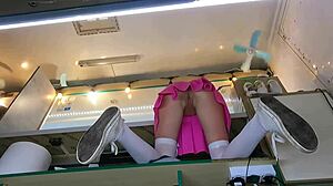 Boss Fingers Shaved Pussy Of Sexy Shop Assistant Outdoors