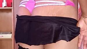 dancing in sexy pink thong and pantyhose, what do you think?