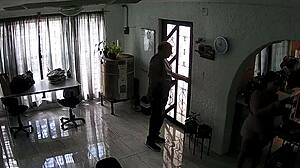 Young latina seduces old ex-teacher in the sala