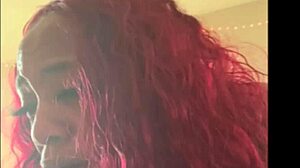 Mother-in-law uses buttplug while sucking with wet mouth