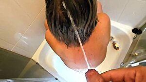 He Pees On Me While I Wash My Hair. Intense Wetting Action!