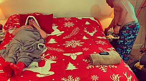 Granny Carmen Claus deepthroats in Christmas cosplay.