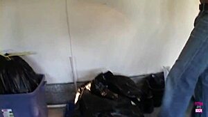 I watch a brunette in high heels experience intense pleasure during rough play