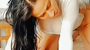 Latina milf enjoys doggystyle fucking bent over