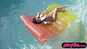 Big Tits Curvy Milf Strips Nude In Pool