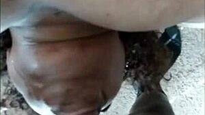 Miss mop mouth says sloppy blowjob upside down