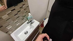 Risky bathroom date turns into public sex with italian amateur's wet pussy close-up