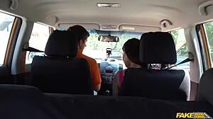 Fake driving school instructor chloe lamour makes her big boobs bounce during hot car sex