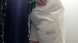 big ass in white panties tries tight leggings in fitting room