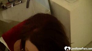 Girlfriend With Glasses Provides Intense Blowjob On Raging Boner In POV.