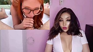 Innocent Latina Girl with Tattoos and Glasses Gives Hot Blowjob and Creampie