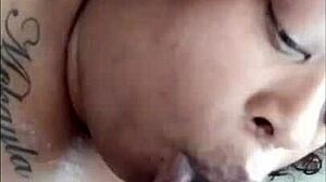 Miss mop mouth says sloppy blowjob upside down