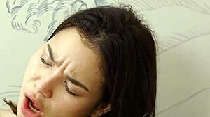 Marika Sherman teases her wet hairless cock solo in the bathroom. Intense orgasm in 4K