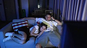 Movie Night Turns Into Hard Pounding Session for Pretty Brunette Teen 18+