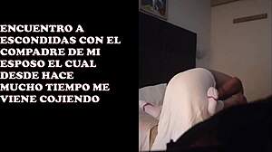Grabo a mi esposa teniendo sexo con mi compadre con camara escondida y se la coje sin condon