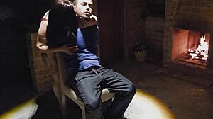 In a secluded chalet by the fireplace, rough homemade fucking leaves her tight pussy sore and dirty