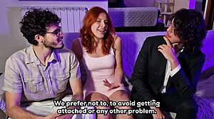 First porn casting turns into a dirty threesome with two guys and one girl