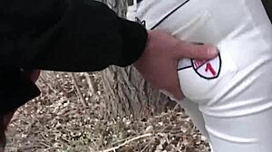 European milf fucks strangers in forest after husband ignores her