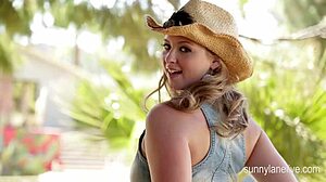 Watch Sunny Lane Tease With Cowgirl Striptease!