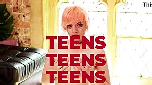 british teen 18+ slut dominates with sloppy uniform toys on tiny cock