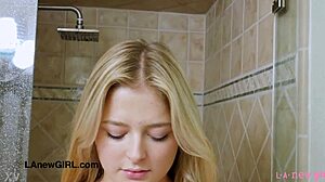 cute teen 18+ blonde took a shower