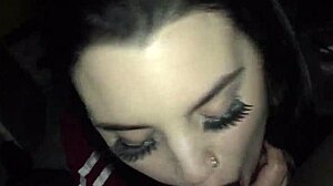 Spanish girl deepthroats big black cock