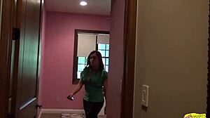 Bossy brunette lesbo disciplines lazy employee with pussy eating