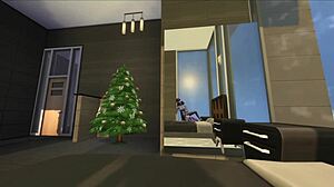 Christmas Morning Erupts into Steamy Lesbian Shemale Fucking